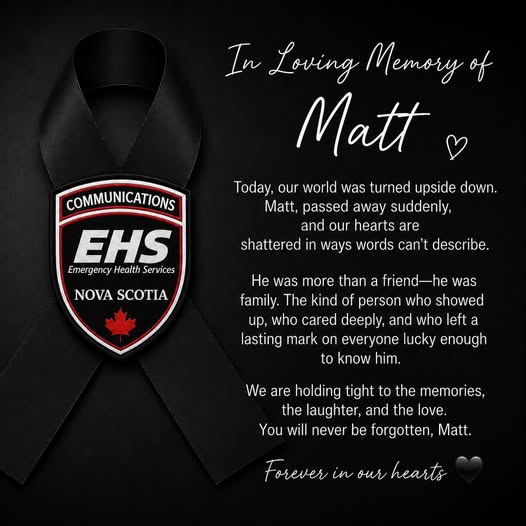 Matthew Lent, Nova Scotia, Canada Death- Murray River Fire Department Mourns Beloved Officer And Paramedic Matthew Lent